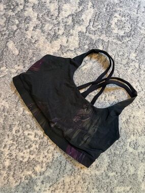 lululemon athletica Black Sports Bra with Subtle Purple Print
